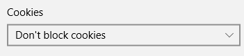 enabling cookies in Edge web browser